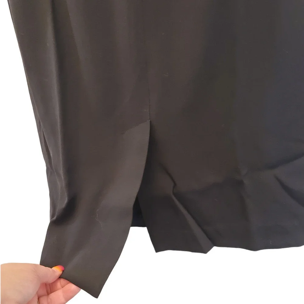 L.K. Bennett Women's 100% Silk Pleated Sleeveless Pencil Dress Grey Black Size 6